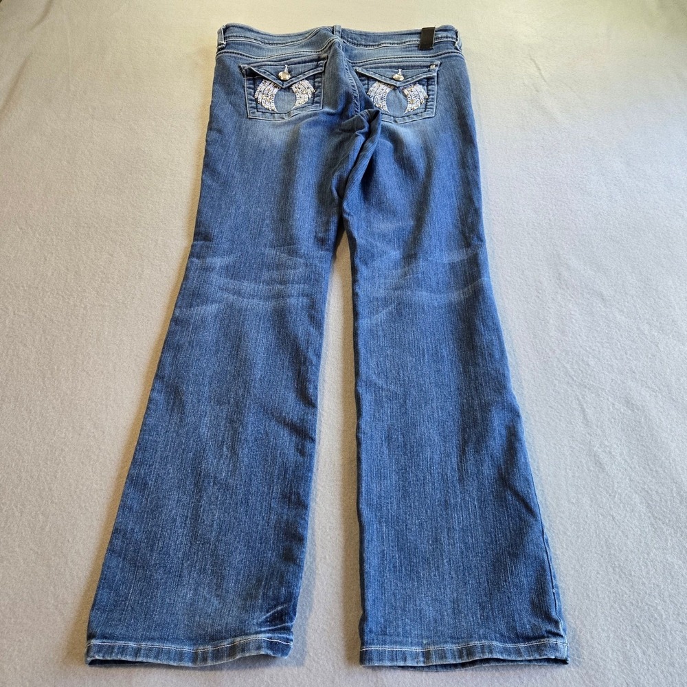 Ten Denim USA Bootcut Jeans Womens 10 Blue Angel Wing Embellished Studded Y2K - Picture 3 of 9
